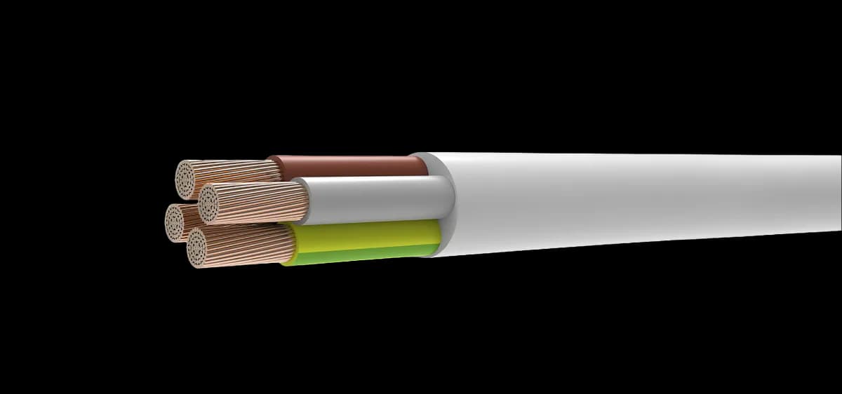 Savitljivi kabl sa PVC izolacijom i PVC plaštom (H05VV-F · JUS PP/J), 300/500 V, za srednja mehanička naprezanja.