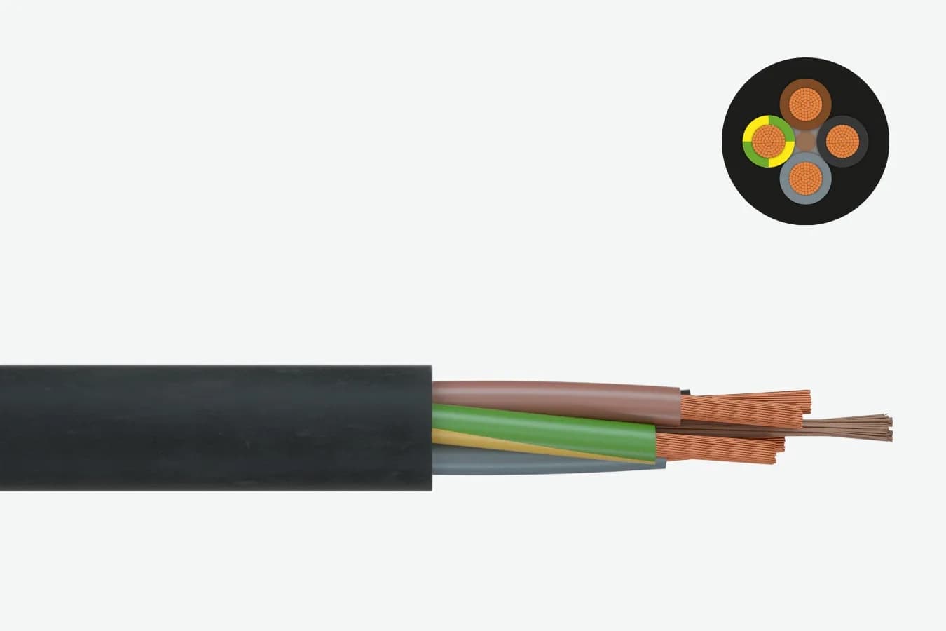 Savitljivi gumeni kabl bez halogena za teška mehanička naprezanja (H07ZZ-F), 450/750 V, do 90 °C na provodniku.