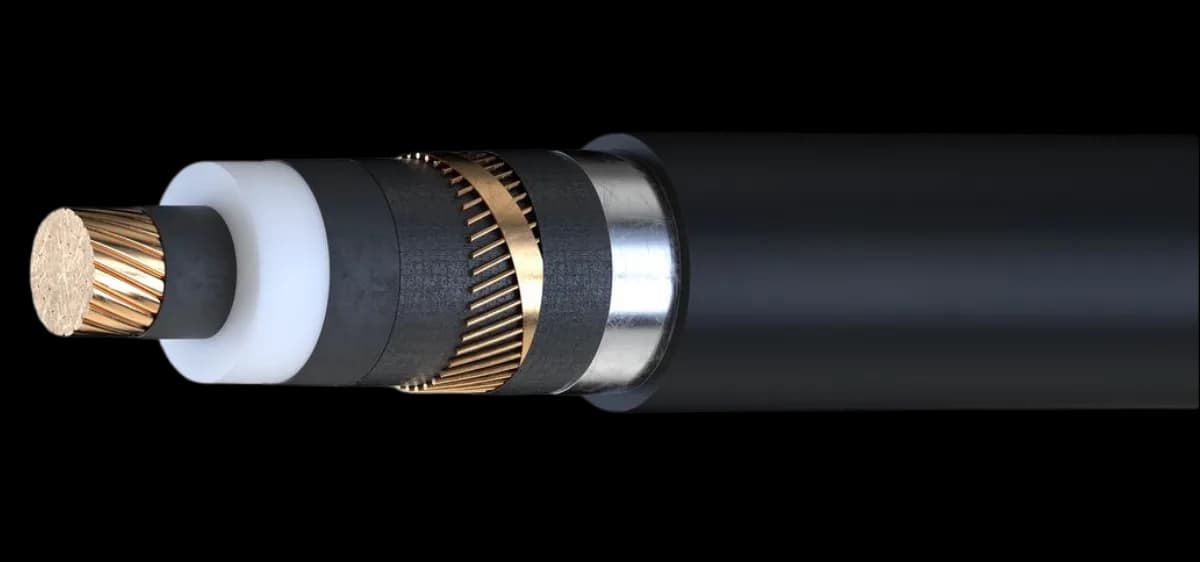 Srednjenaponski jednožilni kabl 12/20 kV sa bakarnim provodnikom, XLPE izolacijom, ekranom od bakarnih žica i PE plaštom (N2XS(FL)2Y · JUS XHE 49).