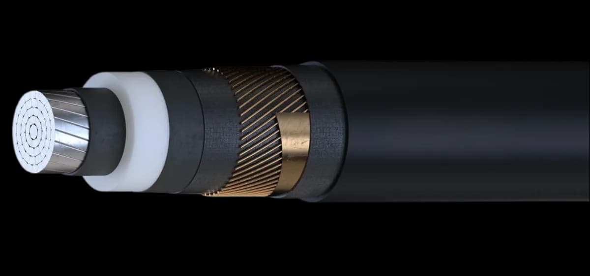 Srednjenaponski jednožilni kabl 12/20 kV sa aluminijumskim provodnikom, XLPE izolacijom, ekranom od bakarnih žica i PE plaštom (NA2XS2Y · JUS XHE 49-A).