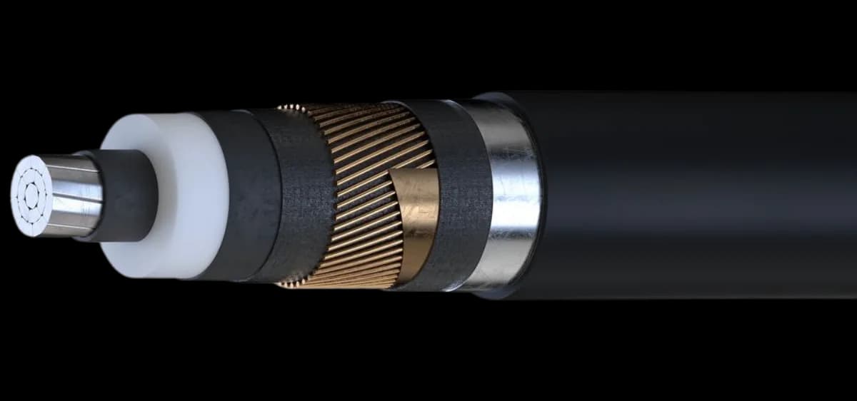 Srednjenaponski jednožilni kabl 12/20 kV sa aluminijumskim provodnikom, XLPE izolacijom, ekranom od bakarnih žica i PE plaštom (NA2XS(FL)2Y · JUS XHE 49-A).