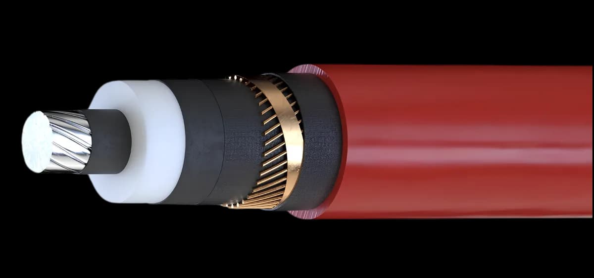 Srednjenaponski jednožilni kabl 12/20 kV sa aluminijumskim provodnikom, XLPE izolacijom, ekranom od bakarnih žica i PVC plaštom (NA2XSY · JUS XHP 48-A).