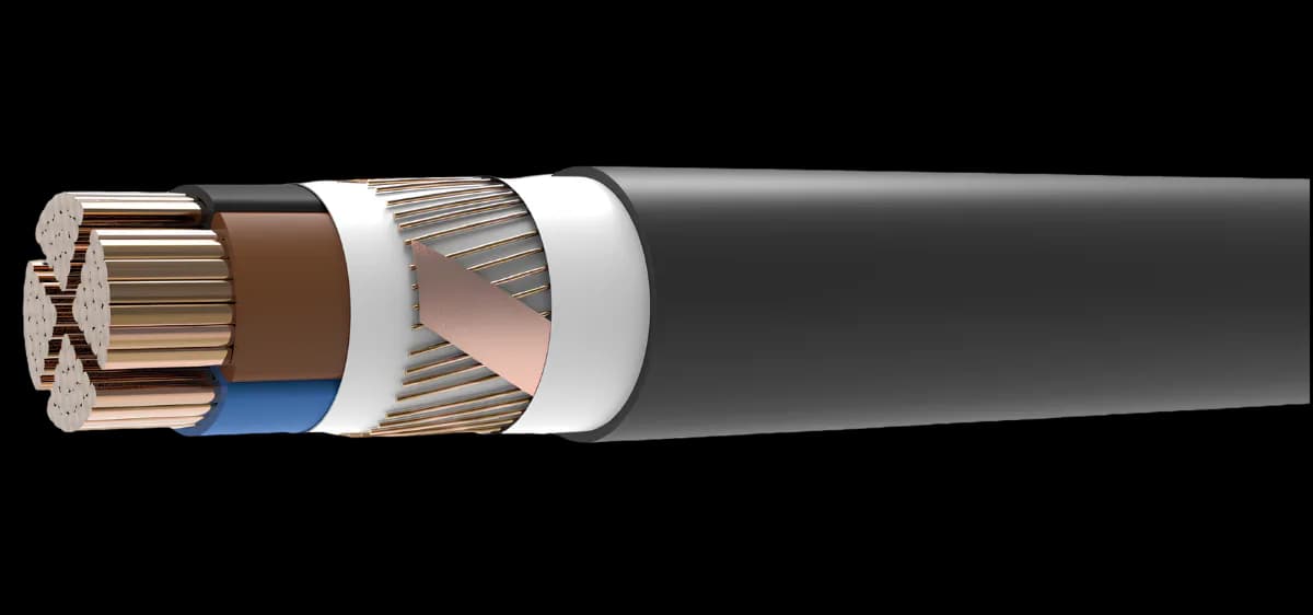 Energetski kabl 0,6/1 kV sa bakarnim provodnicima, PVC izolacijom, koncentričnim provodnikom i PVC plaštom (NYCY · JUS PP40).