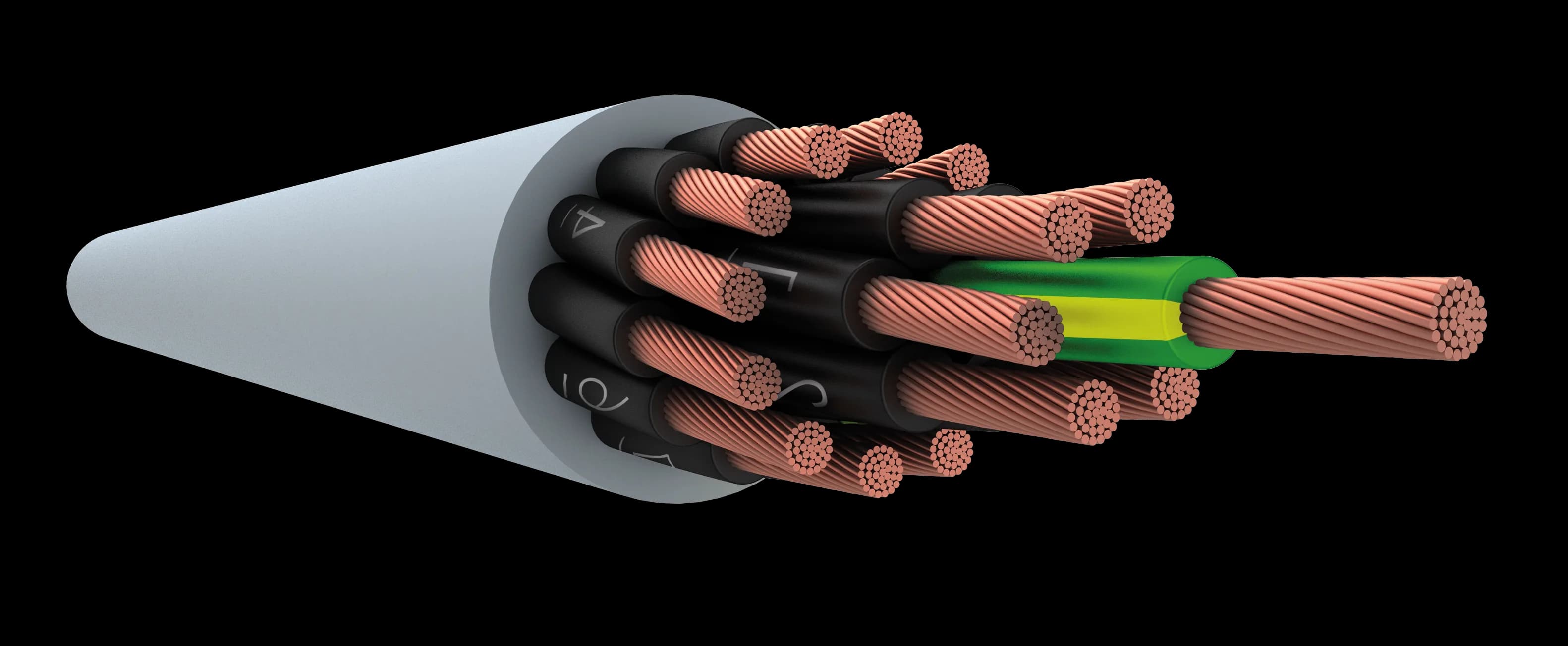 Savitljivi kontrolni kabl sa PVC izolacijom i PVC plaštom (YSLY), Cu uže klase 5, 0,6/1 kV.