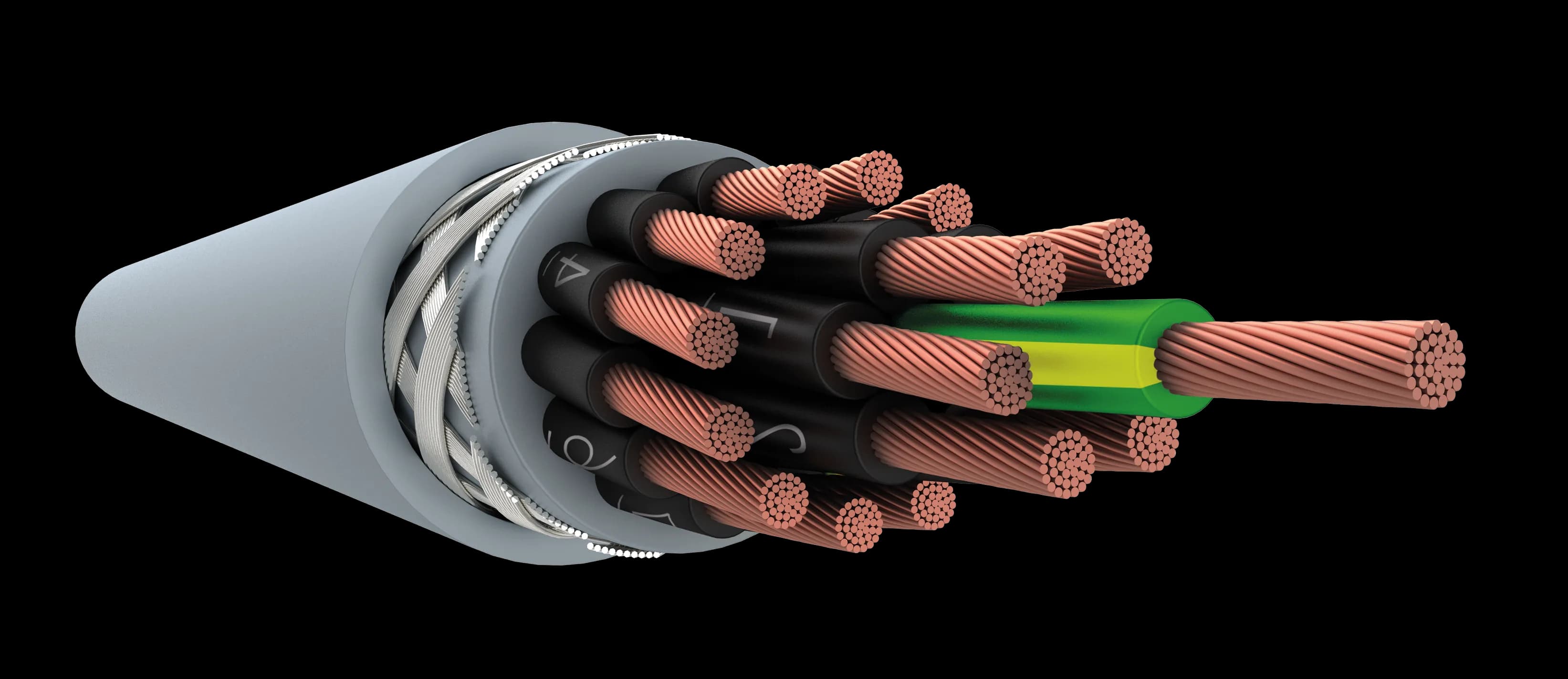 Savitljivi ekranizovani kontrolni kabl sa unutrašnjim PVC plaštom i Cu pletenicom (YSLYCY), 0,6/1 kV.