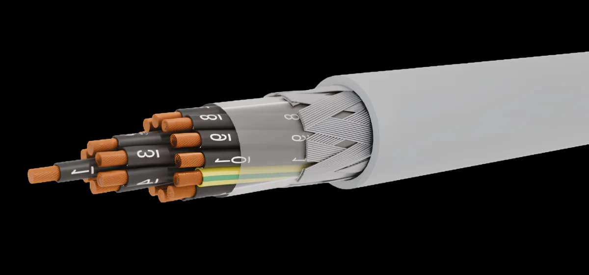 Savitljivi kontrolni kabl sa unutrašnjim PVC plaštom i pletenicom od čeličnih žica (YSLYQY-JZ/OZ), 300/500 V.