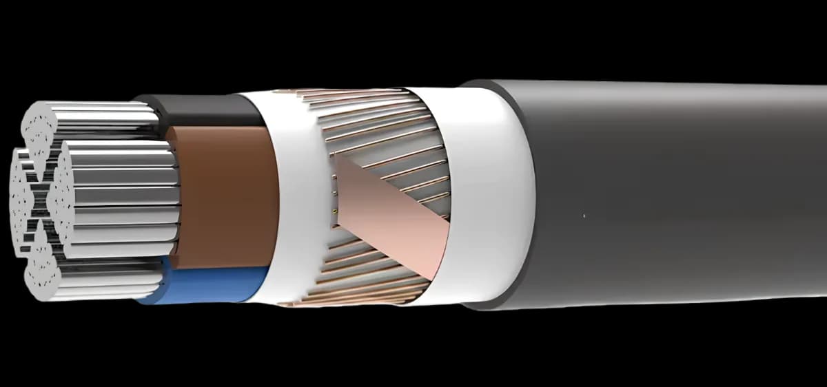 Energetski kabl 0,6/1 kV sa aluminijumskim užetanim provodnikom, PVC izolacijom i koncentričnim bakarnim ekranom (NAYCY · JUS PP40-A).
