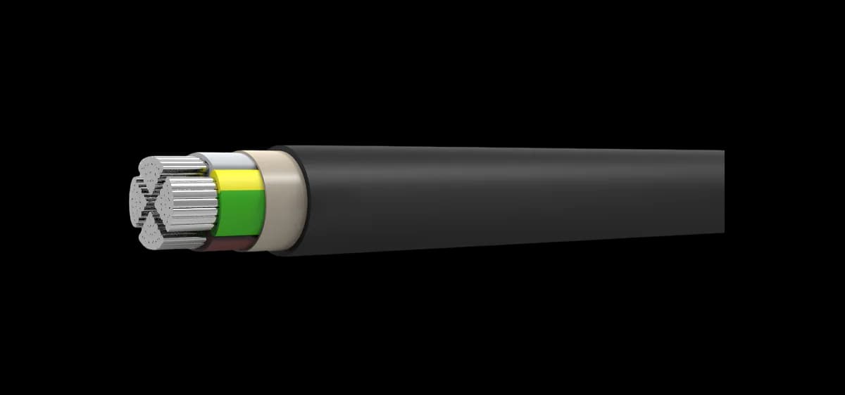 Energetski kabl 0,6/1 kV sa aluminijumskim provodnicima, PVC izolacijom i PVC plaštom (NAYY · JUS PP00-A).